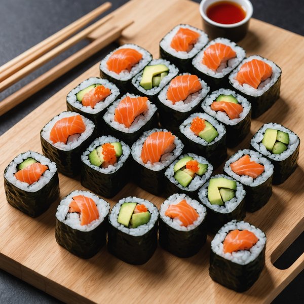 Comment réaliser des sushis makis avec du saumon frais et une garniture croquante?